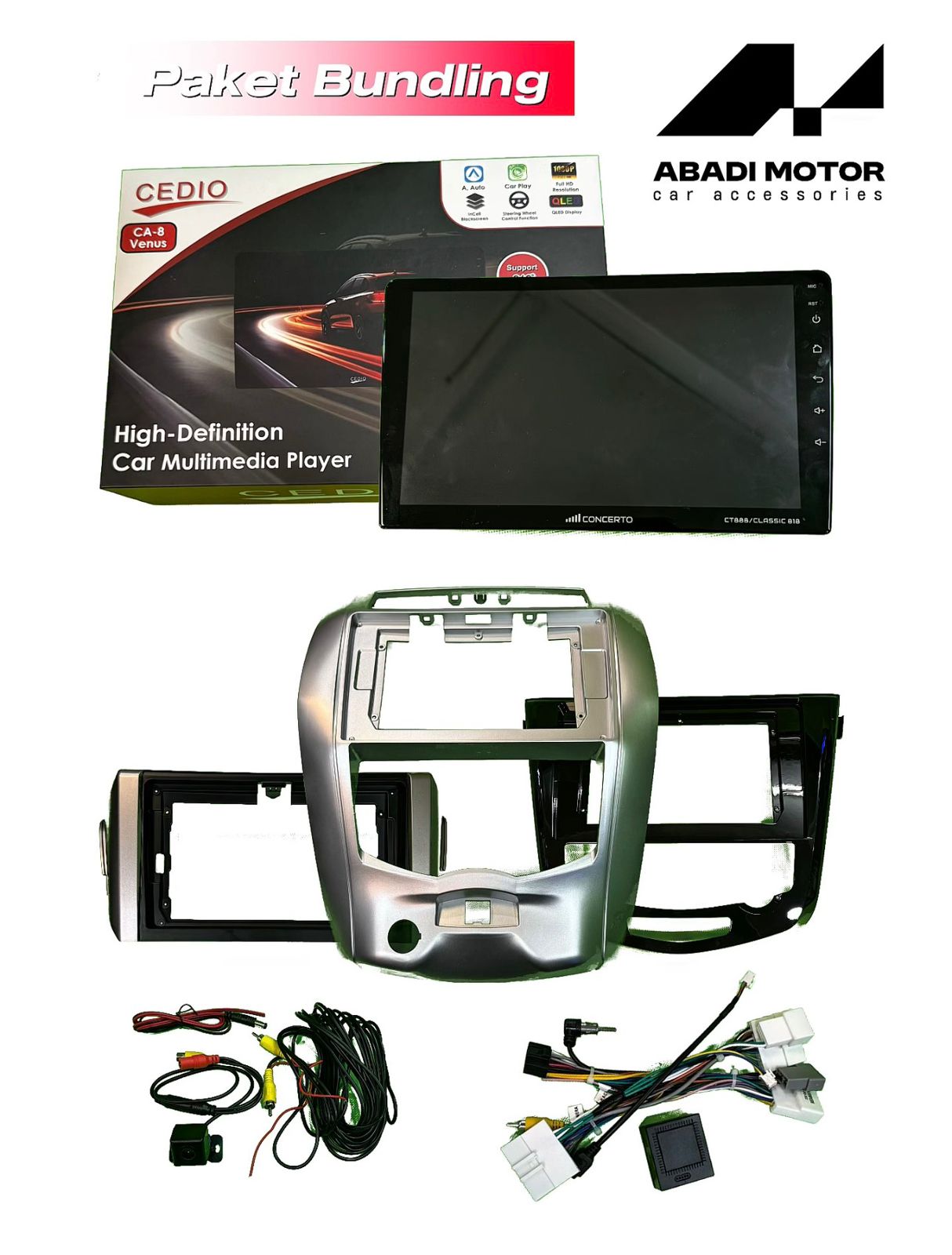 Paket TV Android RAM 4/64 GB + Frame Oem + Socket kabel OEM + Camera mundur