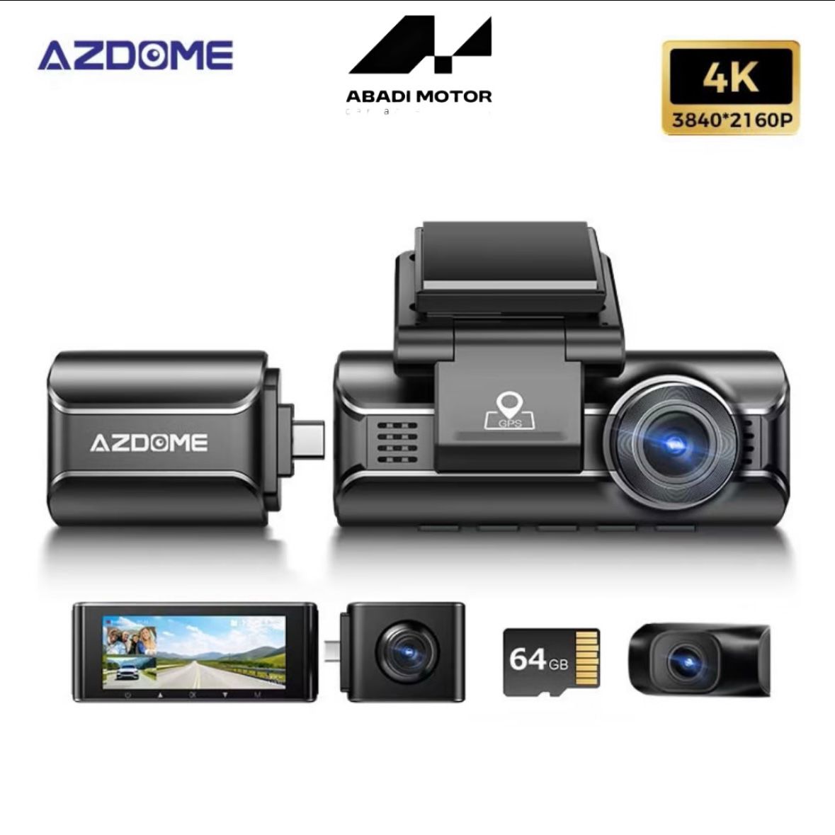 Azdome M550 PRO 4K 3 Kamera WiFi SuperCapacitor GPS Dashcam Car DVR dasch cam mobil - M550 Pro, Free 64GB