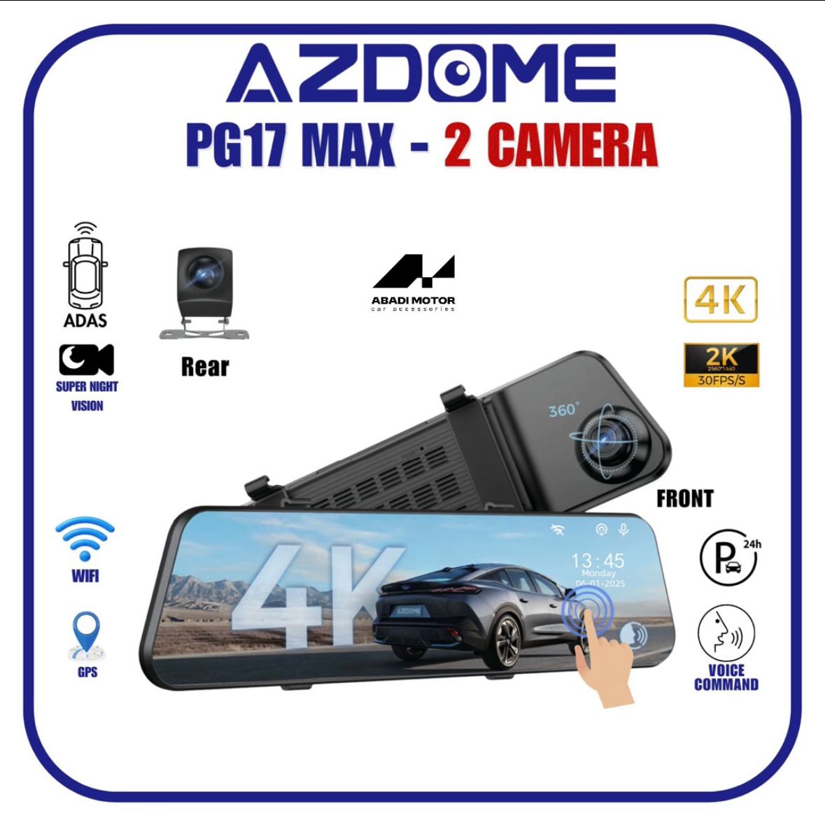 Azdome PG17 Max 4K GPS Dual Camera Dashcam Car DVR Kamera Mundur Mobil PG17Max 2
