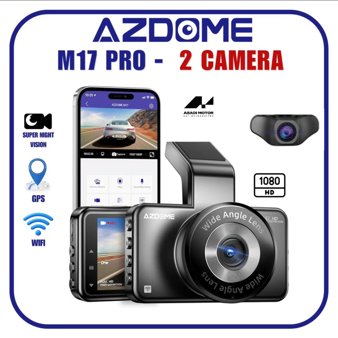 Azdome M17 PRO 3K Dashcam WiFi ADAS 24H Parking Monitoring Dual Camera HD