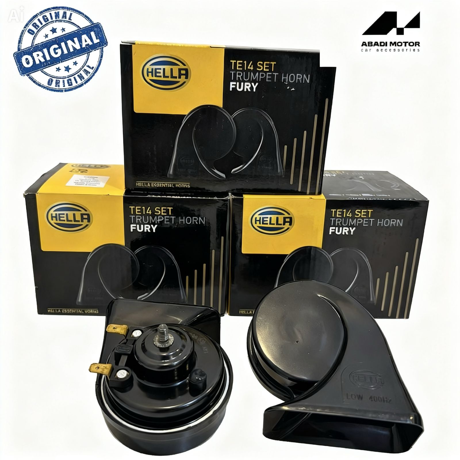 Hella Klakson TE14 Set - Trumpet Horn Fury 12 Volt - Original