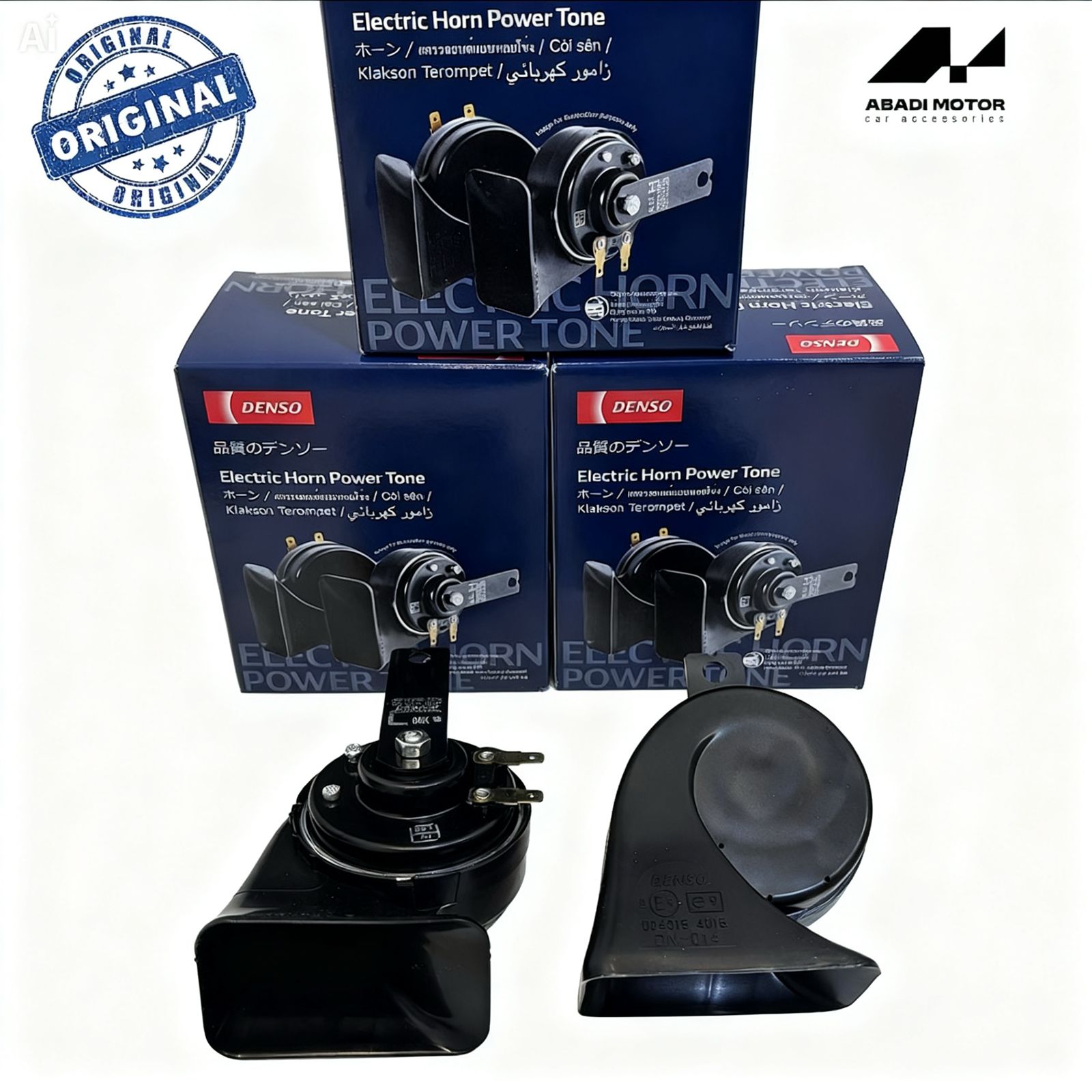 Klakson / Horn Mobil Motor Denso Power Tone Trumpet Keong 12V - Klakson Denso tanpa Relay