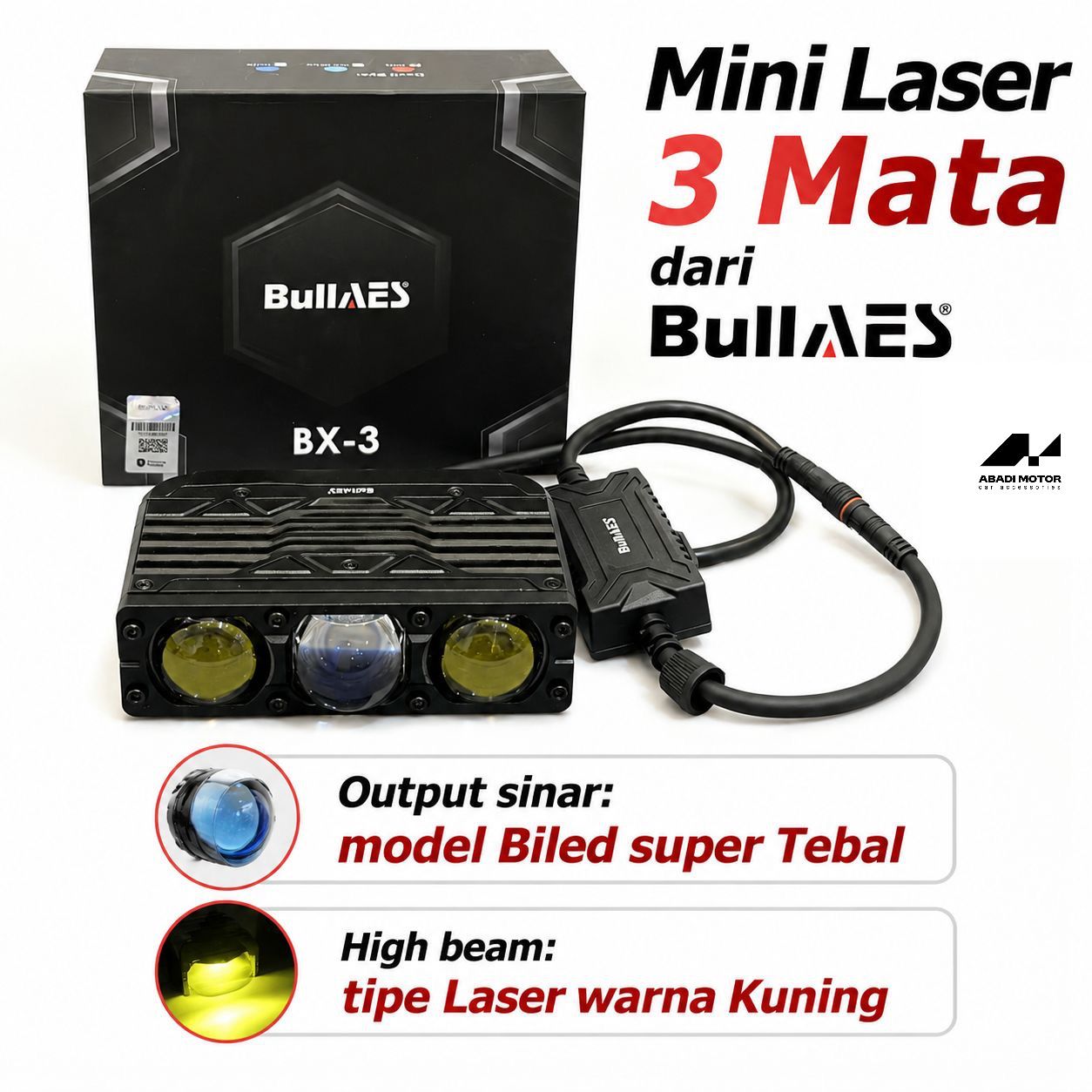 Lampu Mini Laser 3lens AES BX-3 | Devil Eye | Mini Projie 3 Mata AES