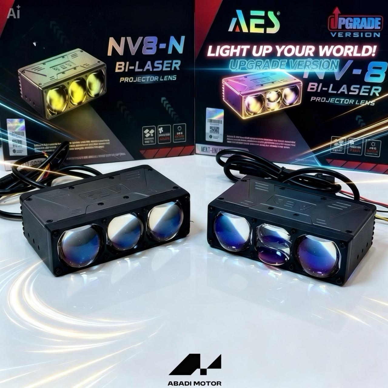 AES  Velolaser Turbo SE EXP NV8 Bi-Laser/Normal Glass Projector 80W/95W 5700K Blue Glass Super Terang