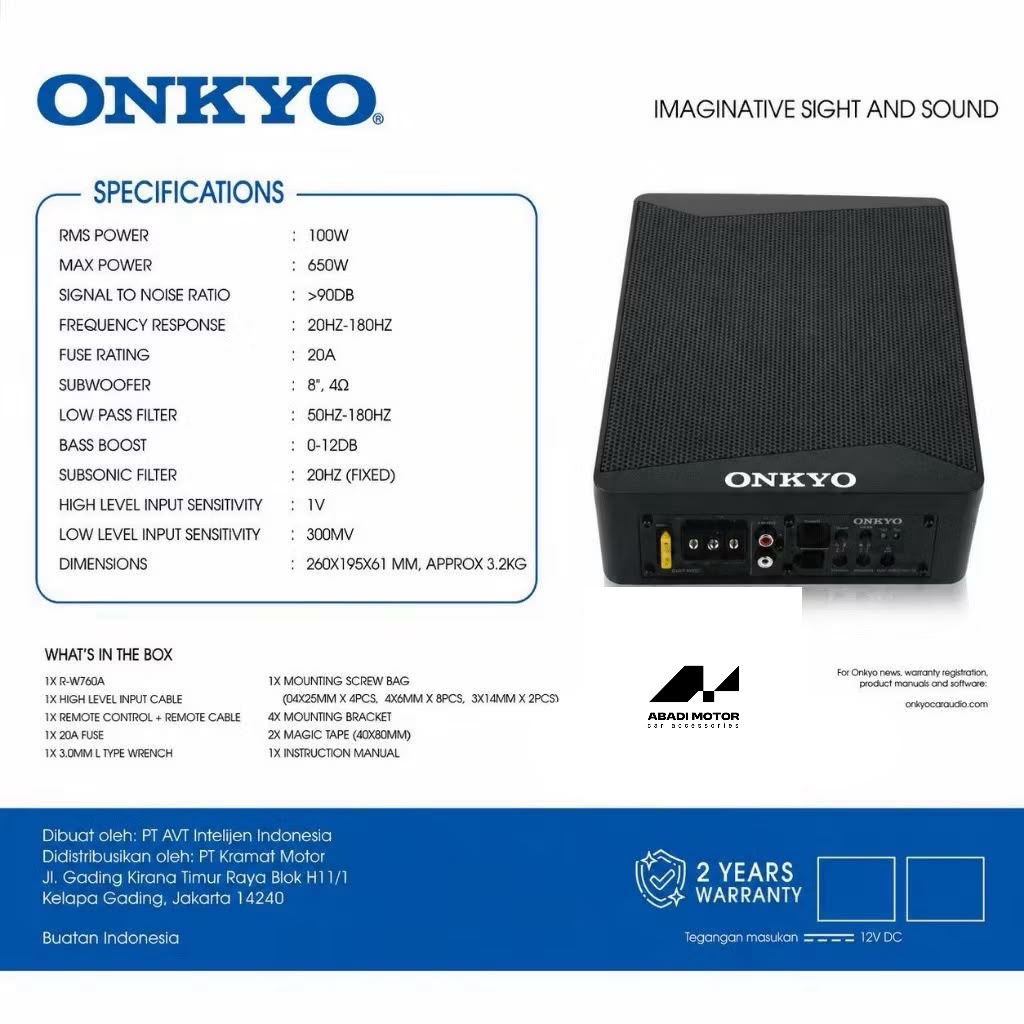 Subwoofer Aktif ONKYO R-W760A - Subwoofer 8 Inch