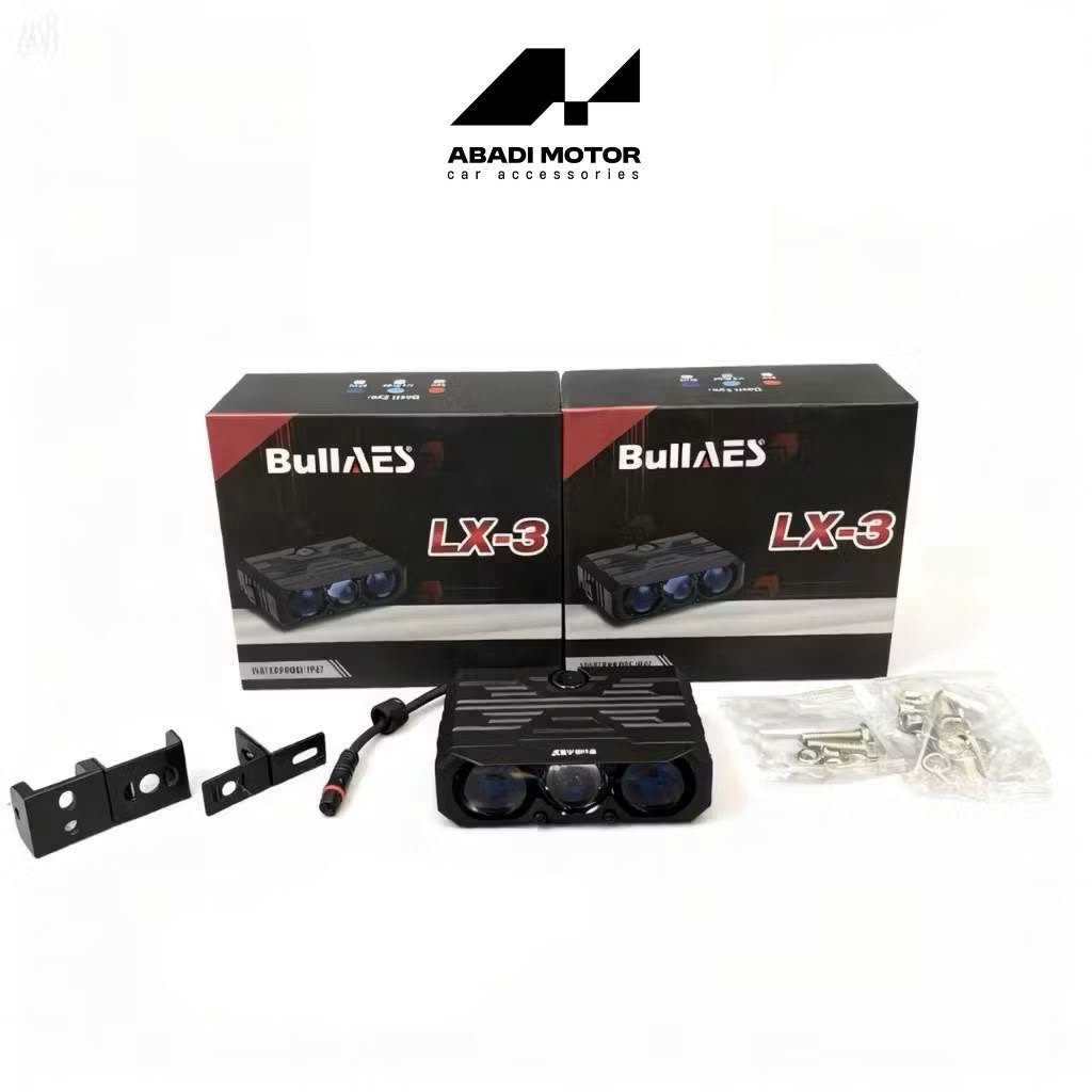 Lampu Biled External Waterproof Bullaes LX-3 Triple Lens Projector 10-80V High Beam Selenoid